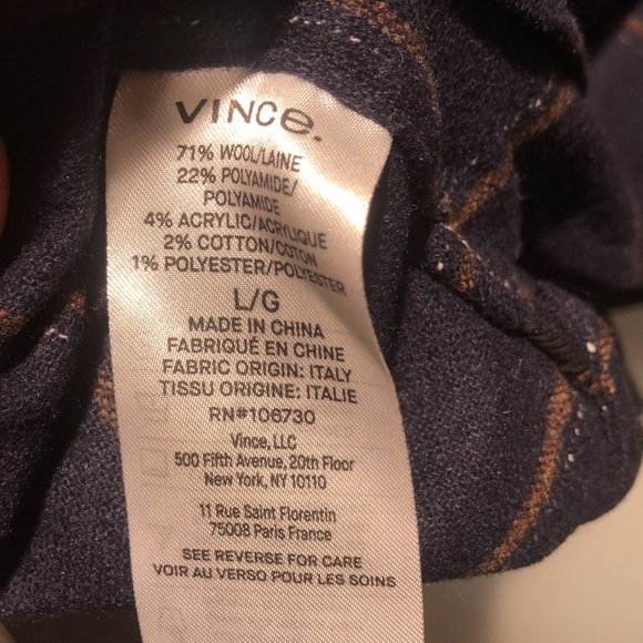 NWT Vince Mens wool blend plaid shirt jacket multi pocket navy main L - Picture 9 of 11